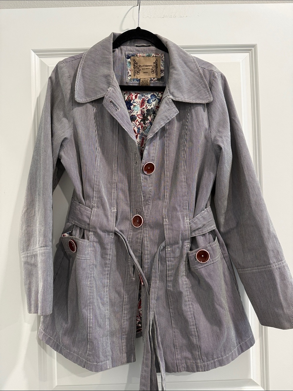 Ruff Hewn Women's striped  Jacket with Button Detail sz l